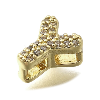 Brass Micro Pave Cubic Zirconia Letter Multi-Strand Links KK-D295-32G-25-1