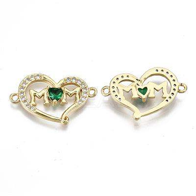 Real 16K Gold Plated Brass Micro Pave Cubic Zirconia Links Connectors KK-S061-91-G-NR-1