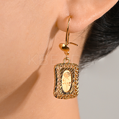 Vintage Geometric Rose Flower Brass Hoop Earrings for Elegant Party Gatherings LS-VO8265-1