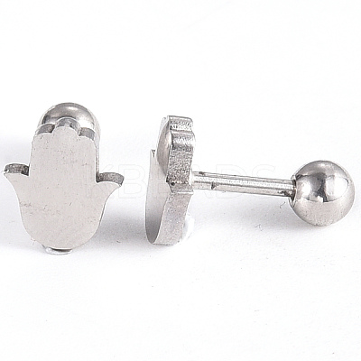 Tarnish Resistant 201 Stainless Steel Barbell Cartilage Earrings EJEW-R147-17-1
