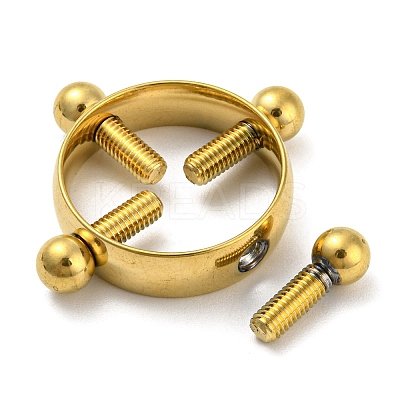Ion Plating(IP) 304 Stainless Steel Flase Nipple Rings AJEW-K037-03G-1
