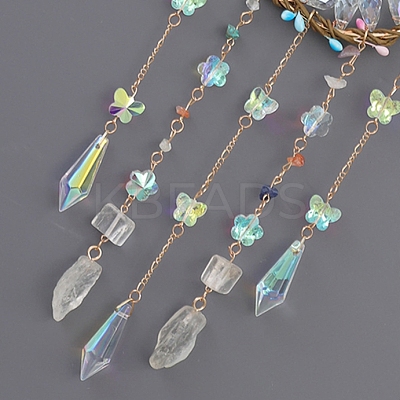 Natural Green Aventurine Nuggets Pendant Decorations HJEW-D302-12-1