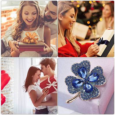 Cubic Zirconia Clover Brooch Pin JBR105B-1