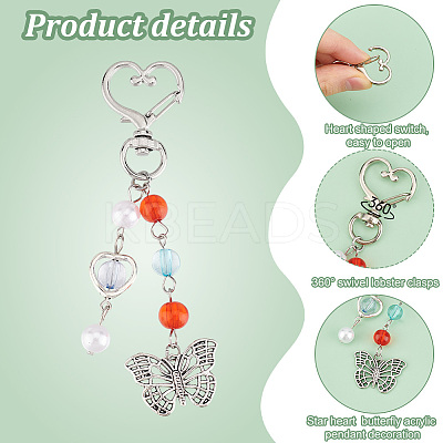 Heart Star Butterfly Acrylic Pendant Decoration HJEW-PH01943-1