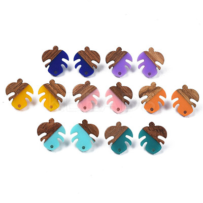 Resin & Walnut Wood Stud Earring Findings MAK-N032-027A-1