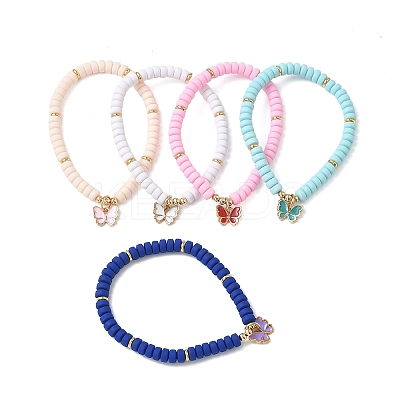 Butterfly Alloy Enamel Charm Bracelet for Teen Girl Women BJEW-JB06917-1