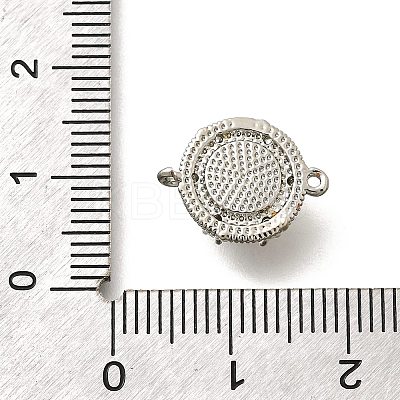 Brass Clear Cubic Zirconia Flat Round Links Connector Charms KK-K398-16P-1