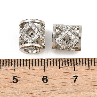 Brass Micro Pave Clear Cubic Zirconia European Beads CU-CBA6A75-25P-1