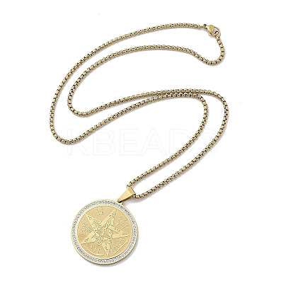 201 Stainless Steel Rhinestone Pendant Necklaces for Women LS-NJEW-U021-01G-1