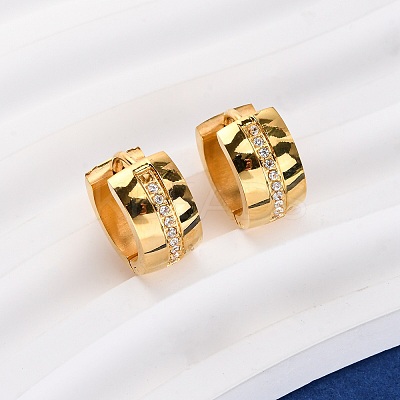 304 Stainless Steel Clear Cubic Zirconia Hoop Earrings EJEW-D331-08A-G-1