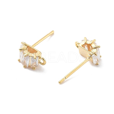 Brass Clear Cubic Zirconia Stud Earring Findings KK-A238-01A-G-1