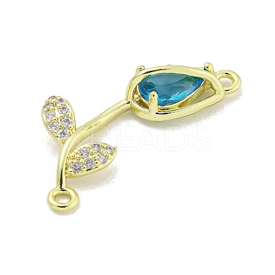 Rack Plating Brass Micro Pave Clear Cubic Zirconia Flower Connertor Charms KK-Z043-03E-1