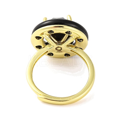 Rack Plating Round Brass Enamel Adjustable Rings RJEW-U004-01A-G-1