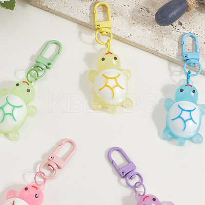 5Pcs 5 Colors PVC Plastic & Resin Tortoise Pendant Decoration HJEW-SP0001-20-1