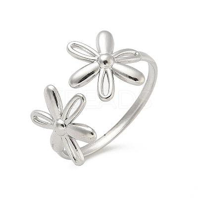 304 Stainless Steel Open Cuff Ring for Women RJEW-M025-05P-1