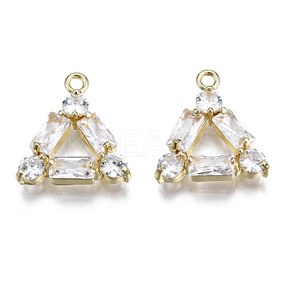 Brass Inlaid Clear Cubic Zirconia Pendants ZIRC-S069-015G-1