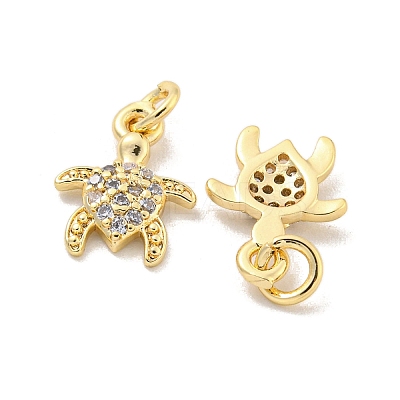 Brass Micro Pave Clear Cubic Zirconia Charms KK-Z044-14A-1
