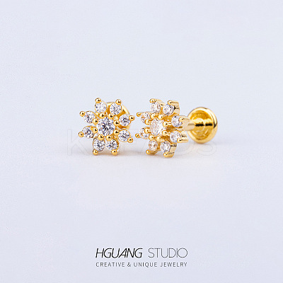 Stainless Steel Micro Pave Clear Cubic Zirconia Cartilage Earrings for Women Men WG126FA-06-1