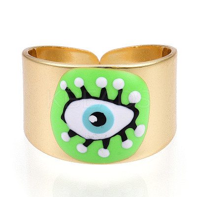 Enamel Horse Eye Open Cuff Rings RJEW-P042-01G-01-1