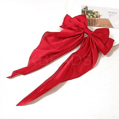 Solid Color Long Bowknot Satin Hair Barrettes PW-WGAD6A6-04-1