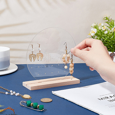 Round Transparent Acrylic Earring Stud Display Stand ODIS-WH0015-95-1