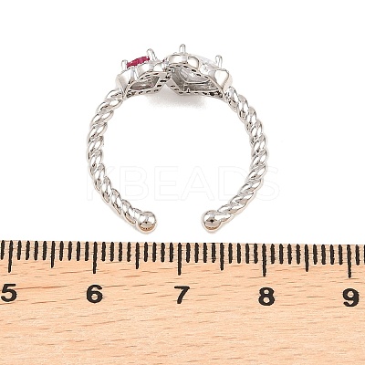 Brass Micro Pave Cubic Zirconia Cuff Open Rings for Women RJEW-C153-04P-02-1
