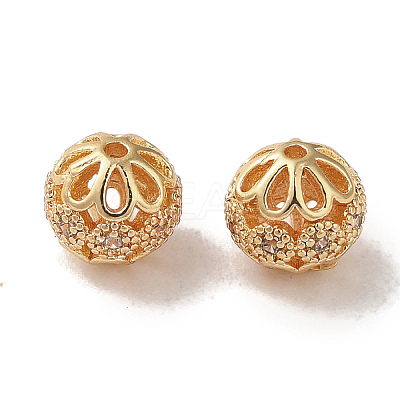 Rack Plating Brass Pave Cubic Zirconia Beads KK-M285-32B-KCG-1