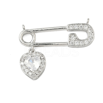 Brass Micro Pave Clear Cubic Zirconia Pendants KK-B139-07P-02-1