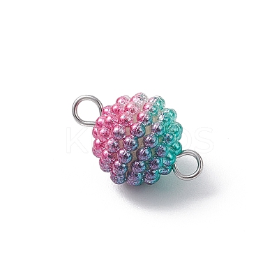 Imitation Pearl Acrylic Round Berry Connector Charms PALLOY-JF04422-01-1