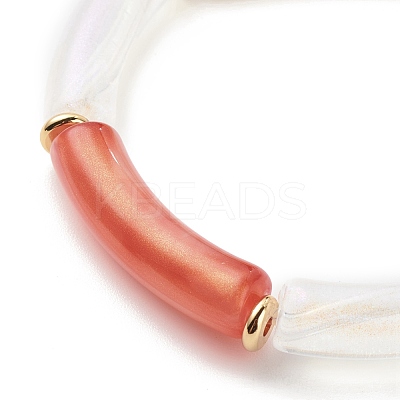 Acrylic Curved Tube Beaded Stretch Bracelet for Women BJEW-JB08374-1