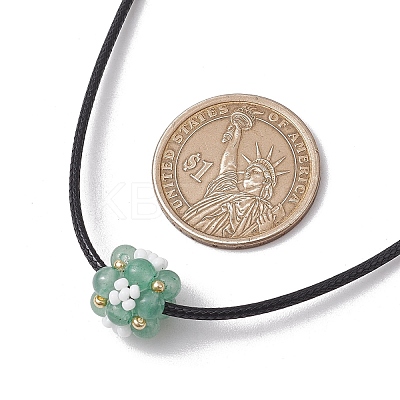Natural Mixed Stone & Glass Seed Beads Cluster Flower Pendant Necklaces NJEW-MZ00095-1