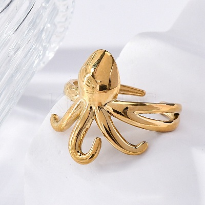 Marine Animal Theme 304 Stainless Stee Open Cuff Rings RJEW-Q005-01C-G-1