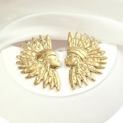 201 Stainless Steel Sun Stud Earrings EJEW-D084-13G-1