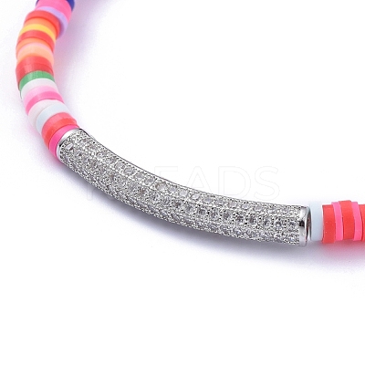 Handmade Polymer Clay Heishi Bead Stretch Bracelets BJEW-JB05096-1