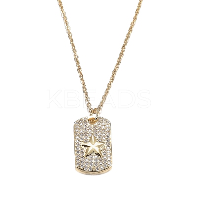Brass Micro Pave Clear Cubic Zirconia Pendant Necklaces NJEW-H100-09G-1
