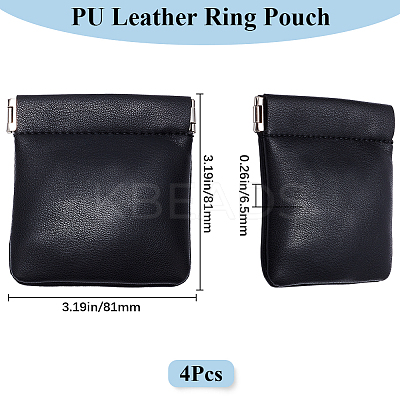 4Pcs Square PU Leather Change Purse with Alloy Shrapnel AJEW-BBC0002-22A-1