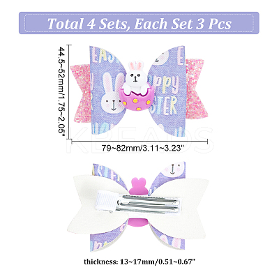 4 Sets 2 Style Baby Girl Hair Bowknot with Bunny Alligator Hair Clips Set MRMJ-GL0001-04-1