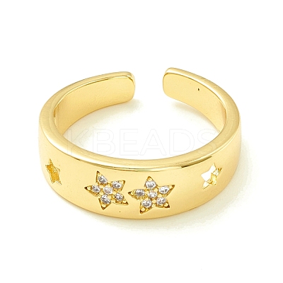 Clear Cubic Zirconia Star Open Cuff Ring for Women ZIRC-P096-18G-1