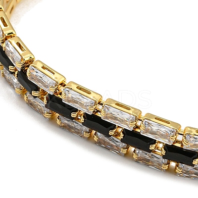 Rack Plating Brass Micro Pave Cubic Zirconia Rectangle Link Chain Bracelets BJEW-Q771-06G-01-1