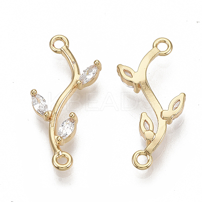 Brass Micro Pave Cubic Zirconia Links connectors X-KK-S354-120-NF-1