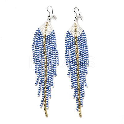 Bohemia Woven Glass Seed Bead Dangle Earrings EJEW-A046-04D-1