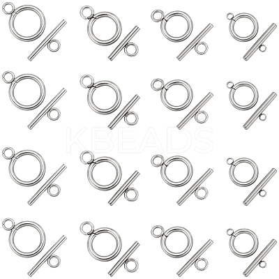 40Pcs 4 Styles 304 Stainless Steel Ring Toggle Clasps STAS-SC0007-38-1