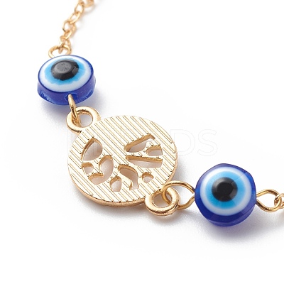 Crystal Rhinestone & Resin Evil Eye Link Slider Bracelet BJEW-JB08630-1