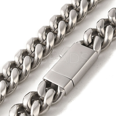 Non-Tarnish 304 Stainless Steel Curb Necklaces NJEW-Q337-04D-P-1