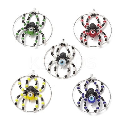 5Pcs 5 Color Brass Pendants PALLOY-TA00032-1