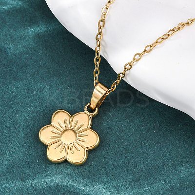 304 Stainless Steel Flower Pendant Necklaces NJEW-H059-30D-G-1