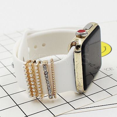 Rectangle Alloy Rhinestones Watch Band Charms Set MOBA-PW0001-57-14-1