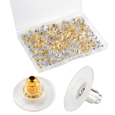 150Pairs 2 Colors Brass Bullet Clutch Bullet Clutch Earring Backs with Pad KK-YW0002-78-1