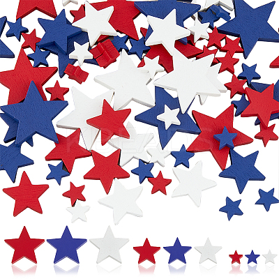 1 Bag Independence Day Theme Maple Wood Cabochons WOOD-FH0002-12-1