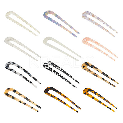 12Pcs 12 Colors Acrylic Hair Forks AJEW-GO0001-58-1